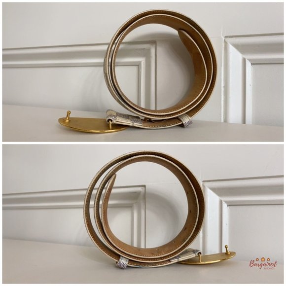 Authentic Louis Vuitton Damier Azur Canvas Leather Voyage Belt Size 85/34 M9837 - Picture 10 of 13